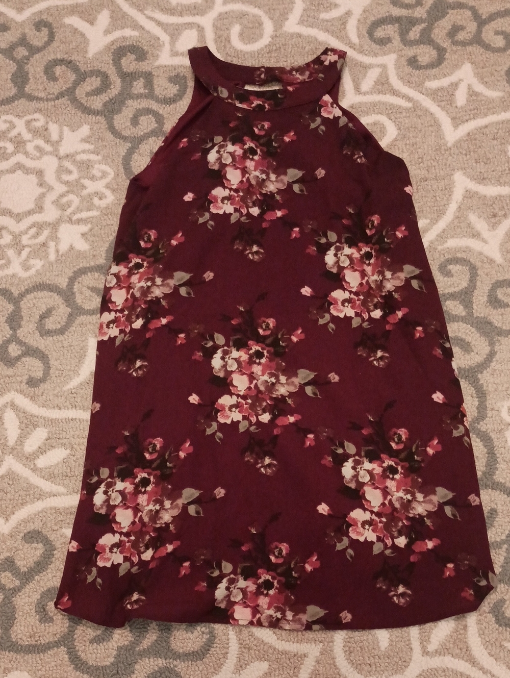 Altar'd State Burgundy Floral Halter Dress